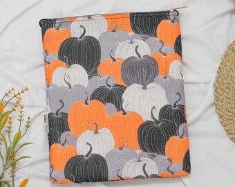 Fall Pumpkin Book Sleeve with Zipper | Autumn Book sleeve | Fall Pumpkin Kindle Sleeve | Gift under 20 | Gift for her