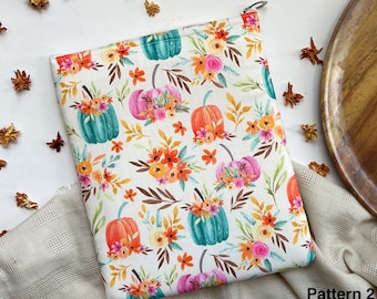 Herbst Kürbis Buchhülle mit Reißverschluss | Floral Kürbis Kindle Hülle | Herbst Kindle Hülle | Floral Kindle Tasche | Geschenk unter 20