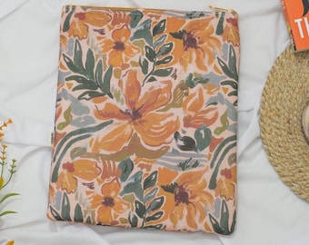 Fall Floral Book Sleeve with Zipper | Autumn Book sleeve | Fall Kindle Sleeve | Gift under 20 | Gift for her