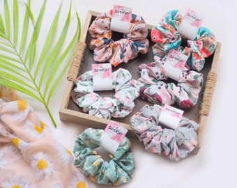 Floral Hair Scrunchies | Floral Scrunchie | Gift for Her | Gift Under 5 | Stocking Stuffer