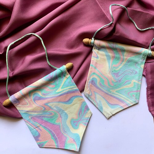 Rainbow Pastel Banner Marbled Enamel Pin Display Kawaii Etsy