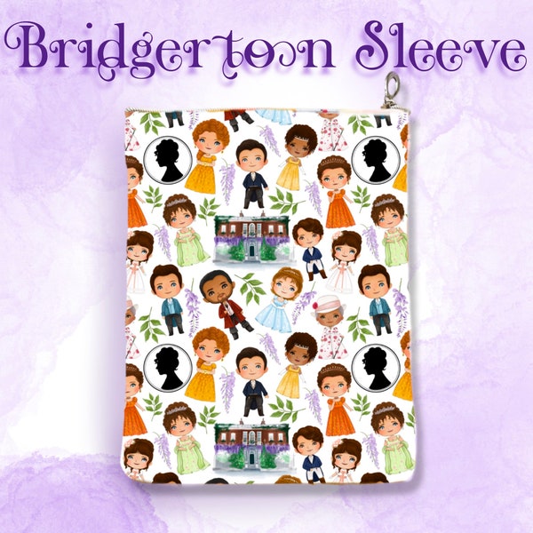 Bridgerton Book sleeve with zipper| Padded Book Sleeve| Christmas Gift | Gift under 20