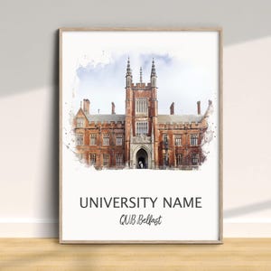 Queens Universität Beltz, QUB Print, Graduierung Wandkunst, Wohnkultur, College Alumni Lehrer Geschenk, Schule Aquarell Kunst, Universität Poster