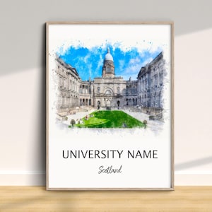 Universität von Edinburgh Druck, Universität Poster, Abschluss Wandkunst, Wohnkultur, College Alumni Lehrer Geschenk, Schule Aquarell Kunst