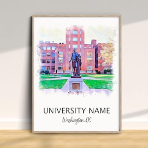 George Washington Universität Poster, Graduierung Wandkunst, Wohnkultur, College Alumni Lehrer Geschenk, Schule Aquarell Kunst, Universität Poster