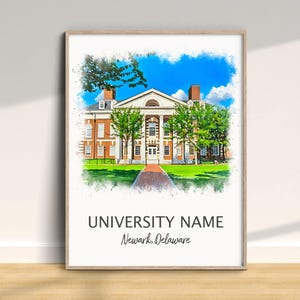 University of Delaware Print, University Poster, Graduation Wall Art, Home Decor, College Alumni Teacher Gift, School Watercolor Art