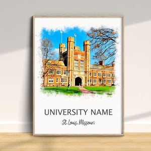 Washington Universität Druck, Universität Poster, Abschlussfeier, Wandkunst, Wohnkultur, College Alumni Lehrer Geschenk, Schule Aquarell Kunst