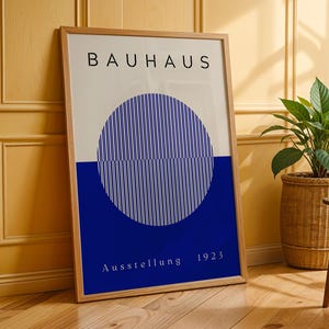 Blue Circle Bauhaus Exhibition Poster, Bauhaus Ausstellung Art, Geometric Art Print, Minimalist Wall Decor, Mid Century Modern Wall Art