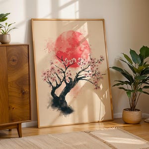 Sakura Cherry Blossom Poster, Japanese Art Print, Japanese Vintage Wall Art, Japandi Poster, Aesthetic Minimalism, Gallery Wall Art