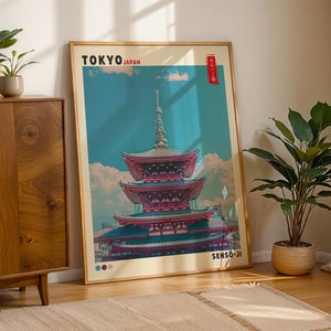 Senso Ji Temple Poster, Japanese Art Print, Japanese Vintage Wall Art, Japandi Poster, Aesthetic Minimalism, Gallery Wall Art, Gift Idea