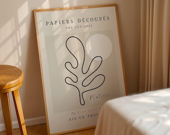 Beige Matisse The Cut Outs Poster, Henri Matisse Wandkunst, Boho Wanddekoration, Papiers Découpés, Mid Century Modern Art, Museumsausstellungsdruck