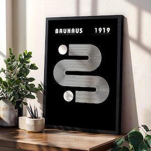 Bauhaus Circle Line Wall Art, Bauhaus Ausstellung Exhibition Art, Geometric Art Print, Minimalist Wall Decor, Mid Century Modern Wall Art
