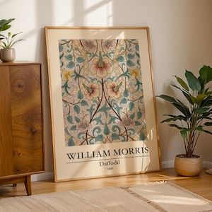 William Morris Flower Poster, Daffodil Print, William Morris Art, William Morris Wall Art, Home Decor, Gallery Art, Botanical Art