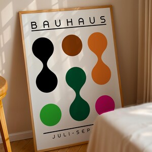 Bauhaus Bunter Kreis Print, Retro Bauhaus Poster, Mid Century Modern, Geometrischer Kunstdruck, Minimalistische Wanddekoration, Wohnzimmer Wandkunst