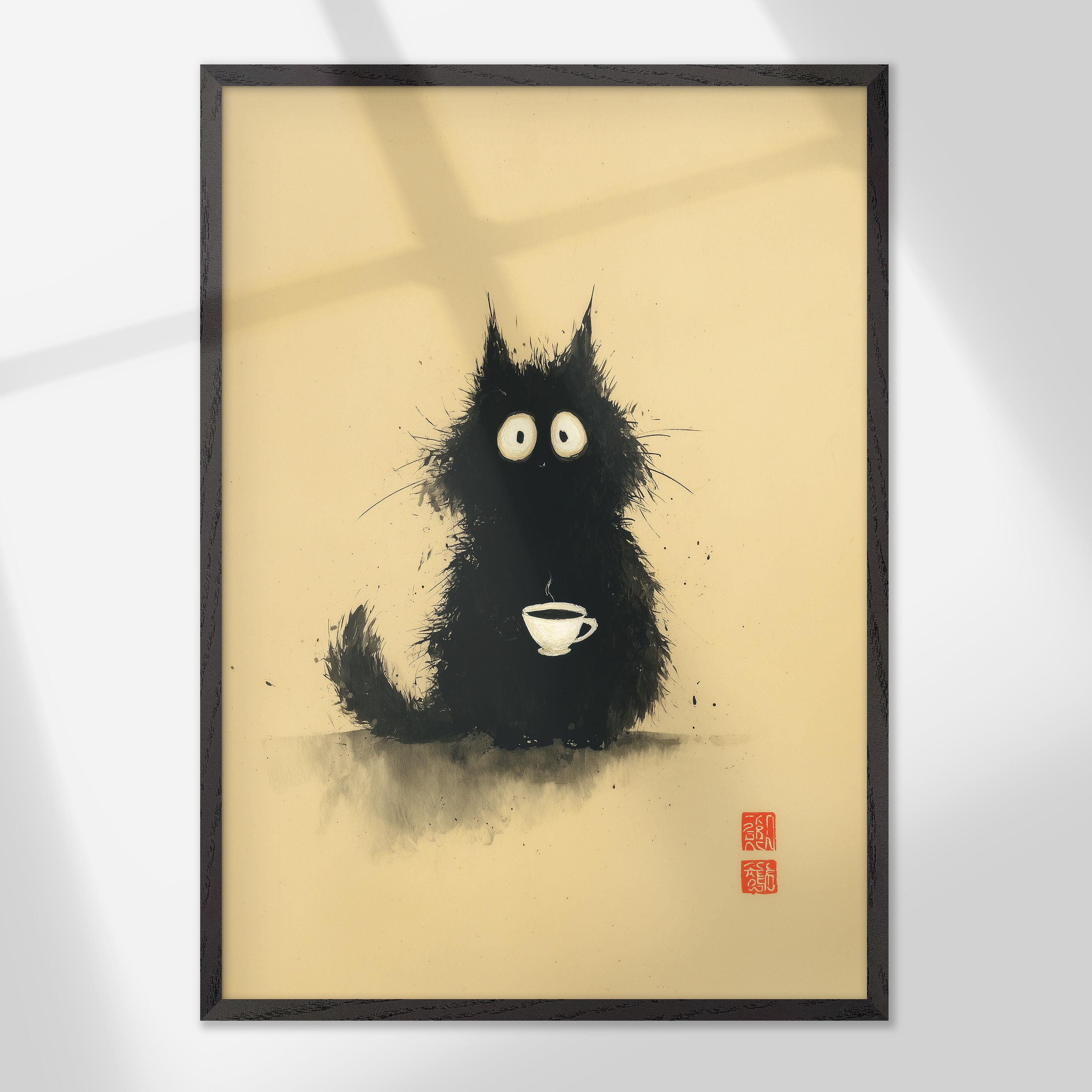 Set of 3 Japanese Cat Art Prints, Triptych Vintage Wall Art