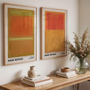 Mark Rothko Set of 2 Poster, Rothko Orange Wall Art, Rothko Wall