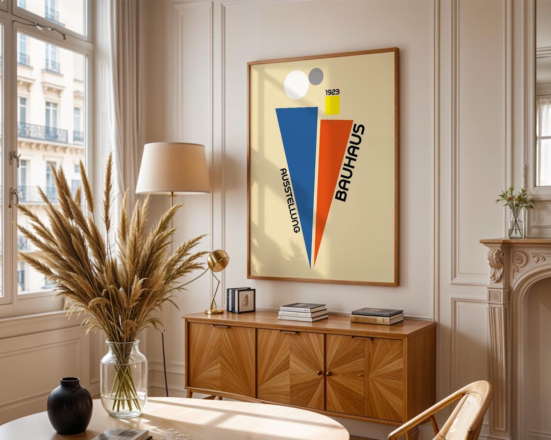 Bauhaus Exhibition Poster, Triangle Print, Mid Century Modern