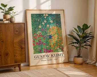 Gustav Klimt Flower Garden Wall Art, Botanical Print, Vintage Exhibition Poster, Living Room Decor, Nature Lover Gift, Modern Home Decor