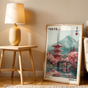 Tokyo Senso Ji Temple Poster, Japanese Art Print, Japanese Vintage Wall Art, Japandi Poster, Aesthetic Minimalism, Gallery Wall, Gift Idea