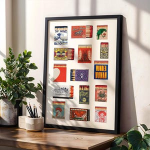 Vintage Matchbox Print, Trendy Matches Poster, College Room Decor, Mid Century Print, Aesthetic Modern Kitchen Dorm Bar Wall Art
