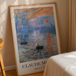 Póster de Claude Monet, amanecer, impresión de Monet, decoración francesa vintage para el hogar, arte impresionista colorido, arte moderno de mediados de siglo, tamaño A1/A2/A3/A4
