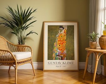 Gustav Klimt Print, Gustav Klimt Poster, Hope ll Wall Art, Vintage Exhibition Art Print, Klimt Living Room Decor, Museum Painting