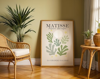 Matisse La Grande Galerie Print, Henri Matisse Sage Green Wall Art, Abstract Green Leaves, Papiers Découpés, Mid Century Modern,Boho Decor