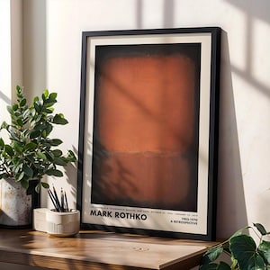 Mark Rothko Druck, Orange Schwarz Vintage Poster, Kunstdruck, Museum Ausstellung Druck, Rothko Malerei, Minimalistisches Dekor, abstrakte Wandkunst