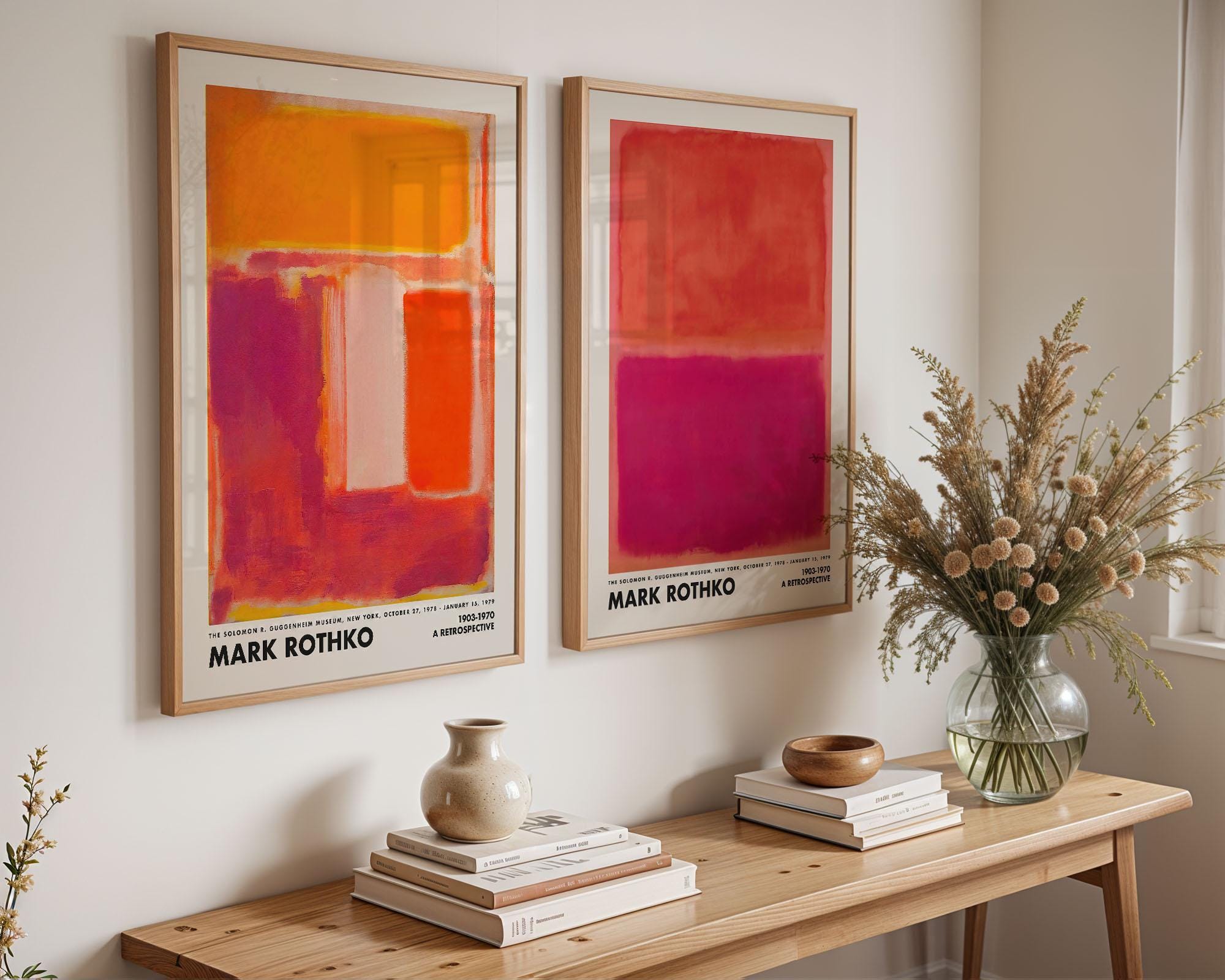 Rothko Set of 2 Red and Orange Posters, Mark Rothko Print, Rothko