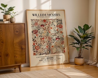 Póster de granada de William Morris, lámina de artes y oficios, arte mural botánico, decoración floral vintage, arte de exposición, decoración para el hogar o la sala de estar