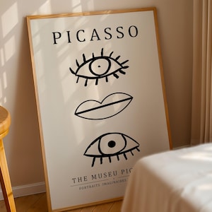 Pablo Picasso Eyes and Lips Print, Picasso Poster, Picasso Wall Art, Abstract Modern Art, Line Art, Minimalist Gift Idea, Ideal Home Decor