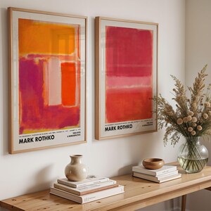 Orange Red Rothko Set of 2 Prints, Mark Rothko Poster, Rothko Wall