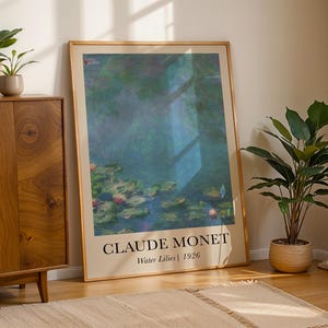 Póster de Claude Monet, impresión de nenúfares, impresión de Monet, decoración francesa vintage para el hogar, arte impresionista colorido, arte moderno de mediados de siglo, tamaño A1/A2/A3/A4