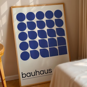 Blue Circle Square Bauhaus Poster, Bauhaus Ausstellung Exhibition Art, Geometric Print, Minimalist Wall Decor, Mid Century Modern Wall Art