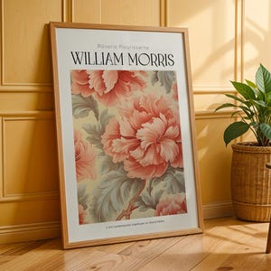Póster de William Morris en color rosa, impresión de William Morris, arte de William Morris, arte mural de William Morris, decoración del hogar, arte de galería, arte mural botánico
