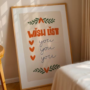 Retro Zitat Wanddruck, Wunschliste, ästhetische typografische Preppy Drucke, trendige Wohnung Dekoration, Geschenk für sie oder ihn, Liebe Poster