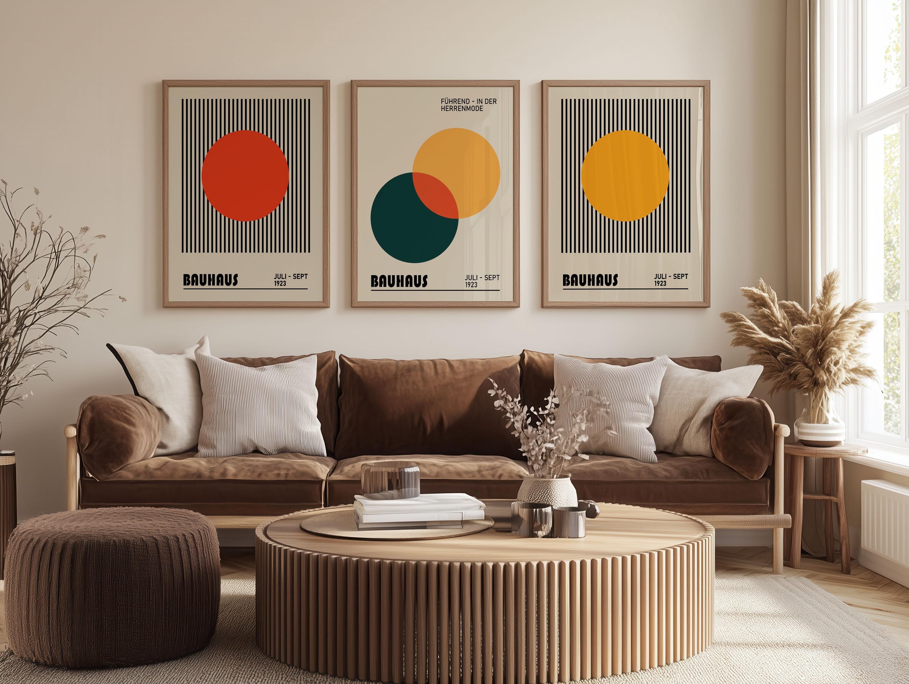 Retro Bauhaus Set of 3 Posters, 3 Piece Bauhaus Wall Art Set, Geometric ...