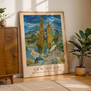 The Poplars at Saint-Remy, Vincent van Gogh Exhibition Poster, Vintage Art Painting, Van Gogh Art Print, Home Decor, Famous Art, Gift Idea