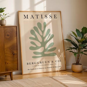 Art mural Matisse feuille verte, affiche femme Henri Matisse, décoration murale bohème, papiers découpés, moderne milieu du siècle, impression d'exposition de musée - France