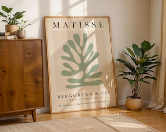 Green Leaf Matisse Wall Art, Henri Matisse Woman Poster, Boho Wall Decor, Papiers Découpés, Mid Century Modern, Museum Exhibition Print