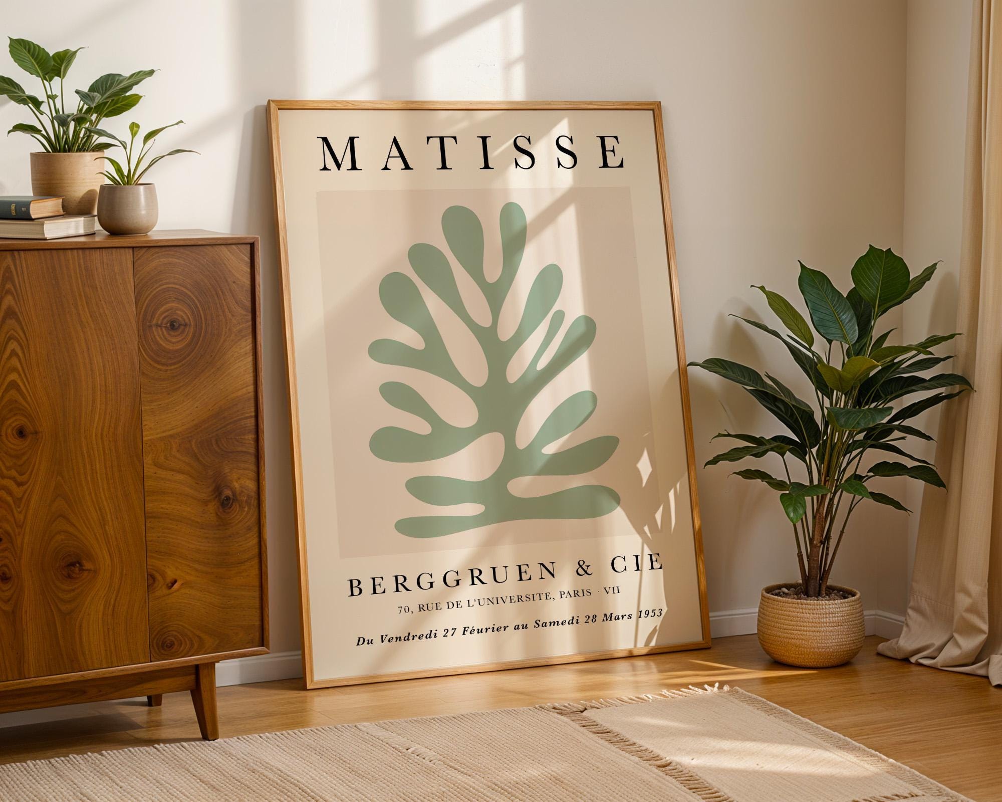 Green Leaf Matisse Wall Art, Henri Matisse Woman Poster, Boho Wall