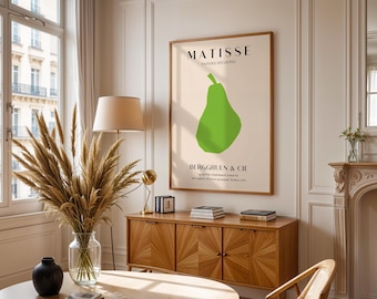 Matisse Pear Print, Green Fruit Exhibition Poster, Henri Matisse Wall Art, Boho Decor, Papiers Découpés, Mid Century Modern, Museum Print
