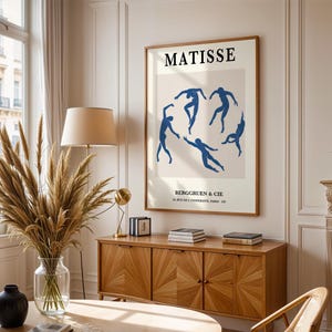 Cartel de Matisse de bailarines azules, arte de pared de Henri Matisse, decoración de pared boho, papiers découpés, moderno de mediados de siglo, impresión de exposición de museo