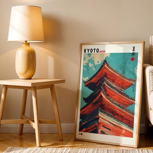 Kyoto Temple Poster, Japanese Art Print, Japanese Vintage Wall Art, Japandi Poster, Aesthetic Minimalism, Gallery Wall Art, Gift Idea