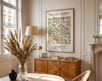 Lámina de granada marrón anaranjada de William Morris, arte mural botánico, póster vintage de artes y oficios, decoración para exposiciones, arte de galería