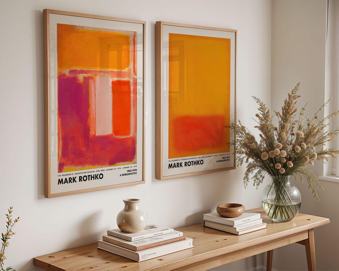 Mark Rothko Orange Pink Set of 2 Prints, Abstract Color Block Wall Art ...
