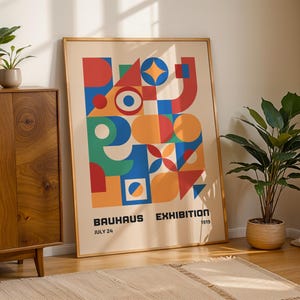 Bauhaus Exhibition Poster, Bauhaus Ausstellung Art Print, Geometric Art Print, Minimalist Wall Decor, Mid Century Modern Wall Art