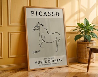 Pablo Picasso Abstract Horse Print, Picasso Poster, Picasso Wall Art, Abstract Modern Art, Line Art, Minimalist Gift Idea, Ideal Home Decor
