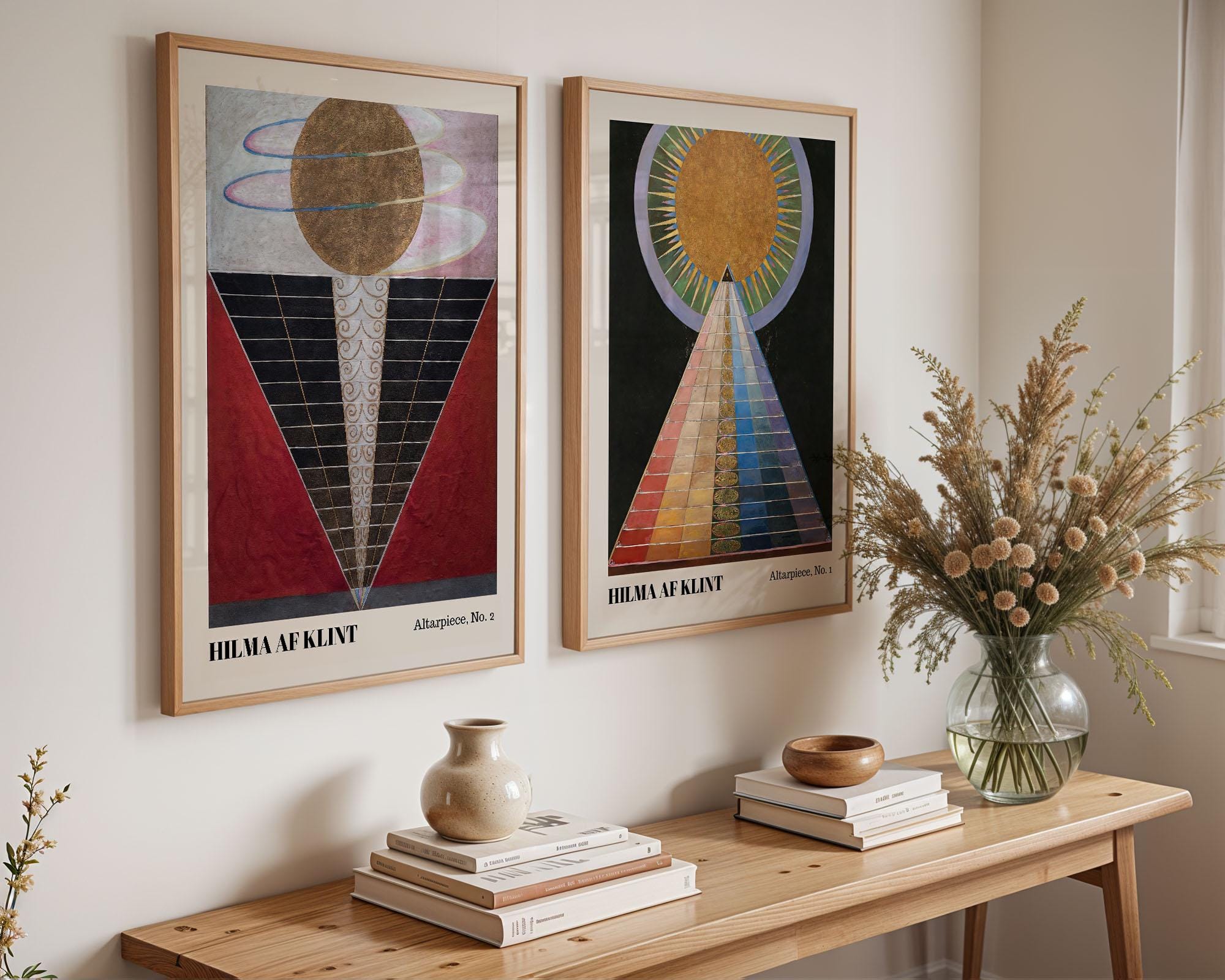 アート・デザイン・音楽 Atrium:Lichthofe Seit Funf Jahrtausenden Hilma Af Klint Altarpiece Diptych Set of 2, Triangle Sun Wall Art