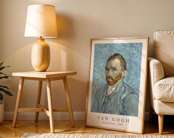 Van Gogh Self Portrait Poster, Vintage Painting Wall Art, Classic Fine Art Print, Office Wall Art, Living Room Decor, Art Lover Gift